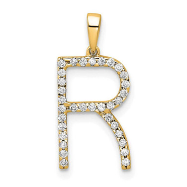 Image of 14K Yellow Gold Diamond Letter R Initial Pendant PM5222R-010-YA