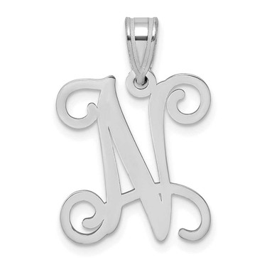Image of Sterling Silver Rhodium-plated Letter N Initial Pendant XNA518SS/N