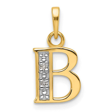 Image of 14K Yellow Gold with Rhodium Diamond Letter B Initial Pendant YC1541B