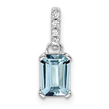 Image of 14K White Gold Aquamarine and Diamond Pendant
