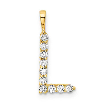 Image of 14k Yellow Gold Large Initial L Diamond Pendant