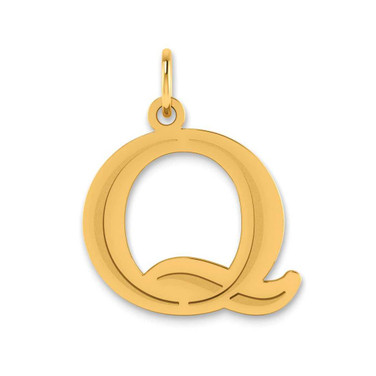 Image of 10k Yellow Gold Polished Etched Letter Q Initial Pendant