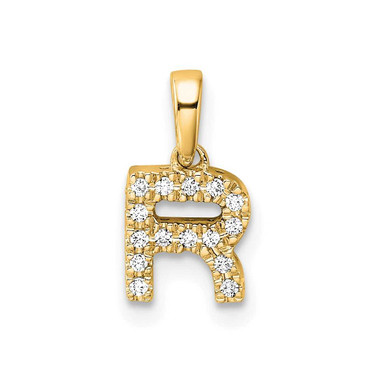 Image of 10k Yellow Gold Diamond Letter R Initial with Bail Pendant