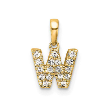 Image of 10k Yellow Gold Diamond Letter W Initial with Bail Pendant