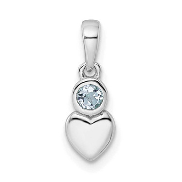 Image of Sterling Silver Rhodium-plated Polished Aquamarine Heart Pendant