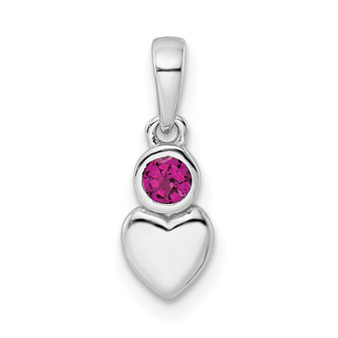 Sterling Silver Rhodium-plated Polished Rhodolite Garnet Heart Pendant