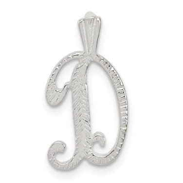 Image of Sterling Silver Polished & Textured Letter D Initial Chain Slide Pendant
