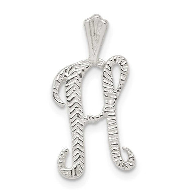Image of Sterling Silver Polished & Textured Letter H Initial Chain Slide Pendant
