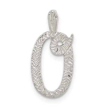 Image of Sterling Silver Polished & Textured Letter O Initial Chain Slide Pendant