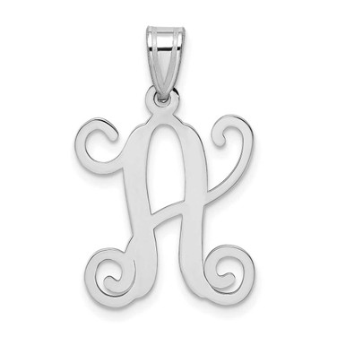 Image of Sterling Silver Rhodium-plated Casted High Polished Initial Letter A Pendant