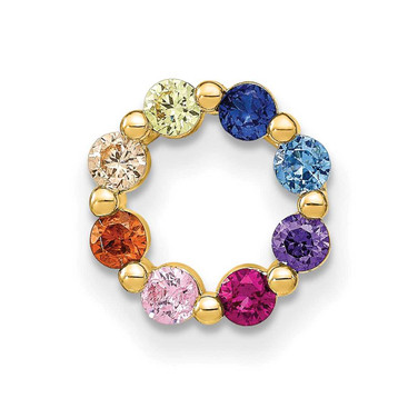 Image of Prizma Sterling Silver Gold-tone Colorful CZ Circle Chain Slide Pendant