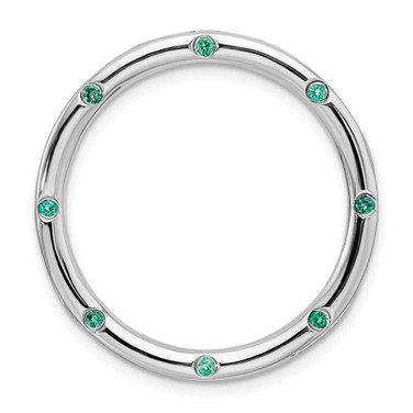 Image of Sterling Silver Stackable Expressions Large Created Emerald Chain Slide Pendant