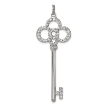 Image of Sterling Silver and CZ Key Pendant QP1523 Image of Sterling Silver and CZ Key Pendant QP1523