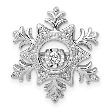 Image of 14k White Gold 1/6ct. Vibrant Moving Diamond Snowflake Chain Slide Pendant