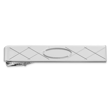 Kelly Waters Rhodium-plated with Criss Cross and Oval Center Tie Bar