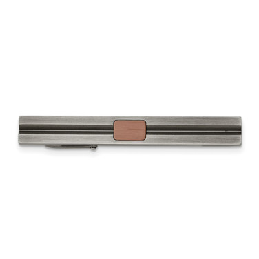 Chisel Stainless Steel Antiqued White Bronze Plated and Brown IP-plated Tie Bar