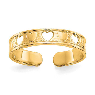 Image of 14K Yellow Gold Polished w/ Hearts Toe Ring