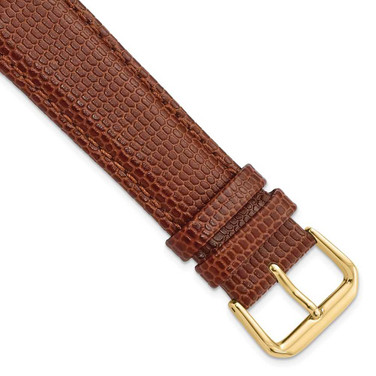 Image of 19mm Havana Lizard-Style Grain Leather Gold-tone Buckle Watch Band