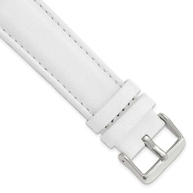 Image of 22mm White Glove Leather Silver-tone Buckle Watch Band