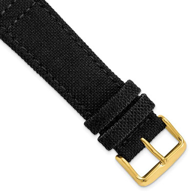 Image of 22mm Black Canvas/Leather Lining Gold-tone Buckle Watch Band
