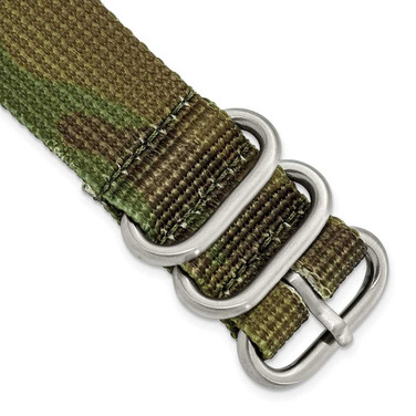 Image of 22mm Two-Piece Green Camo Ballistic Nylon Steel Buckle Watch Band