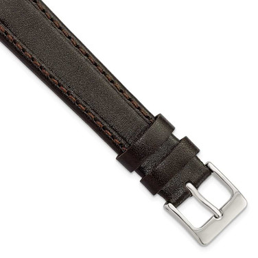 Image of 16mm Dark Brown Genuine Calf Leather Silver Tone Buckle Watch Band