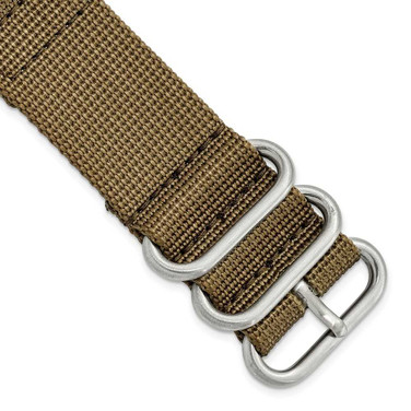 Image of 20mm Two-Piece Khaki Brown Ballistic Nylon Steel Buckle Watch Band
