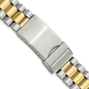 Image of Gilden Mens 18-22mm Two-tone President-style Stainless Steel Watch Band