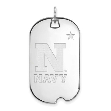 Image of 10K White Gold Navy Large Dog Tag by LogoArt (1W008USN)