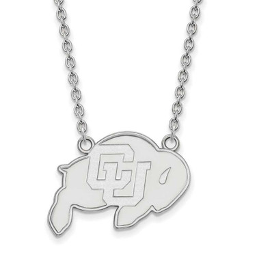 Image of 18" 10K White Gold University of Colorado Large Pendant Necklace LogoArt 1W012UCO-18