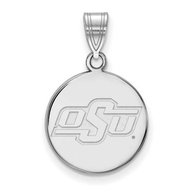 Image of 10K White Gold Oklahoma State University Small Disc Pendant by LogoArt