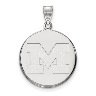 Image of 10K White Gold Michigan (University Of) Large Disc Pendant by LogoArt