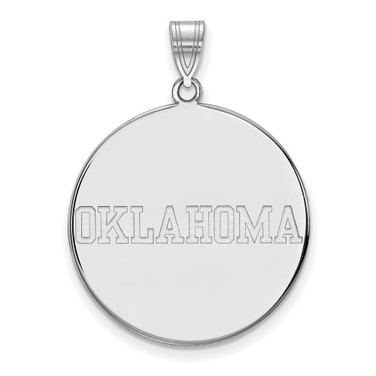 10K White Gold University of Oklahoma XL Disc Pendant by LogoArt