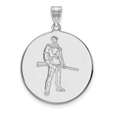 Image of 10K White Gold West Virginia University XL Disc Pendant by LogoArt (1W058WVU)