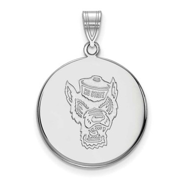 Image of 10K White Gold North Carolina State University Large Disc Pendant by LogoArt
