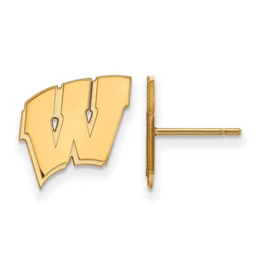 Image of 10K Yellow Gold University of Wisconsin Small Post Earrings by LogoArt 1Y009UWI