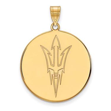 Image of 10K Yellow Gold Arizona State University XL Disc Pendant by LogoArt (1Y050AZS)