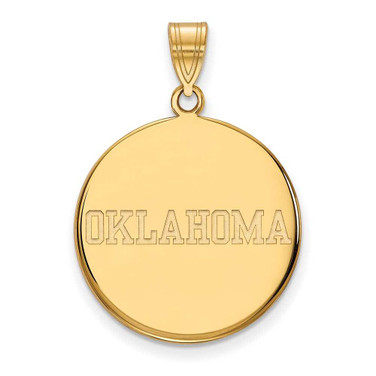 Image of 10K Yellow Gold University of Oklahoma Large Disc Pendant by LogoArt (1Y055UOK)