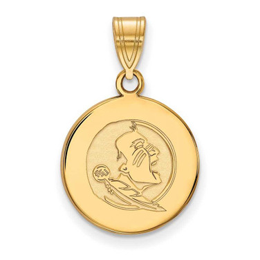 Image of 10K Yellow Gold Florida State University Medium Disc Pendant by LogoArt 1Y084FSU