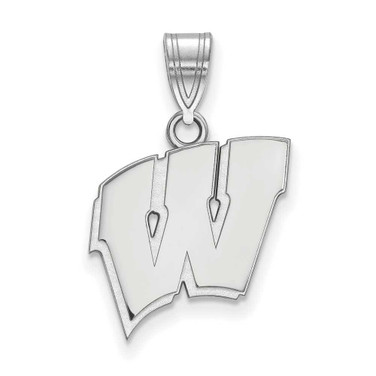 Image of 14K White Gold University of Wisconsin Medium Pendant by LogoArt (4W003UWI)