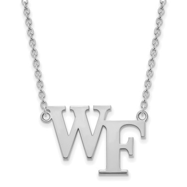 18" 14K White Gold Wake Forest University Large Pendant Necklace LogoArt 4W010WFU-18