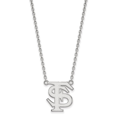 18" 14K White Gold Florida State University Lg Pendant Necklace LogoArt 4W016FSU-18