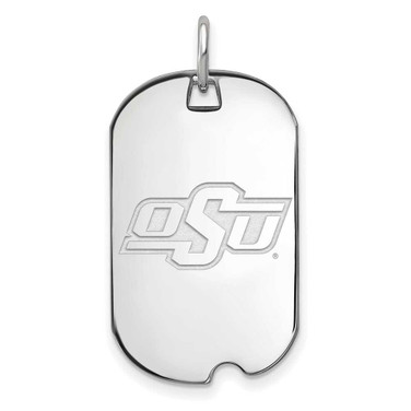 Image of 14K White Gold Oklahoma State University Small Dog Tag by LogoArt