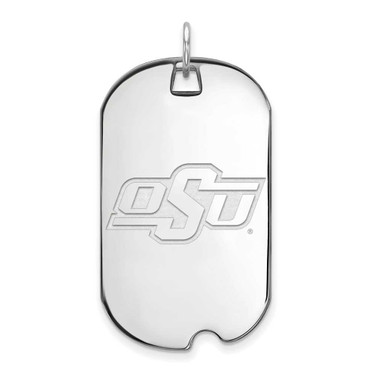 Image of 14K White Gold Oklahoma State University Large Dog Tag by LogoArt