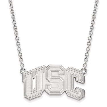 18" 14K White Gold University of Southern California Necklace LogoArt 4W032USC-18