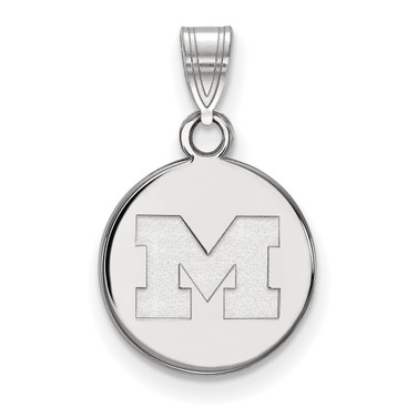 Image of 14K White Gold Michigan (University Of) Small Disc Pendant by LogoArt