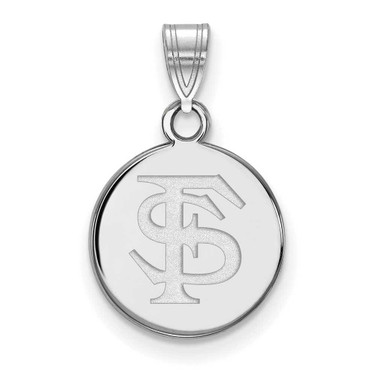Image of 14K White Gold Florida State University Small Disc Pendant by LogoArt