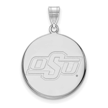Image of 14K White Gold Oklahoma State University Large Disc Pendant by LogoArt