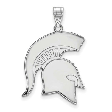 Image of 14K White Gold Michigan State University XL Pendant by LogoArt (4W047MIS)