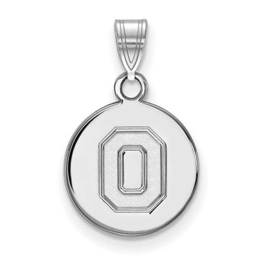 Image of 14K White Gold Ohio State University Small Disc Pendant by LogoArt (4W060OSU)